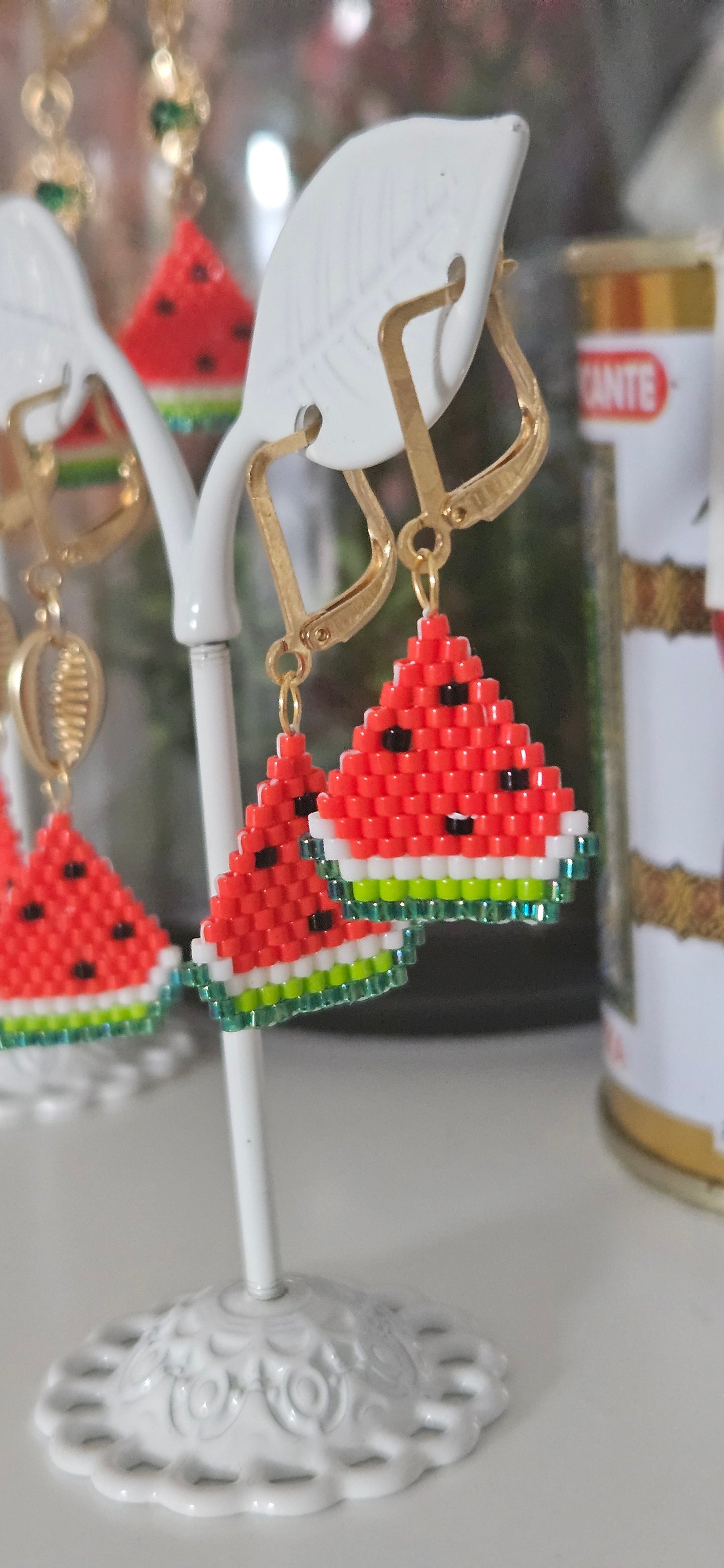 Hand beaded Watermelon Earring