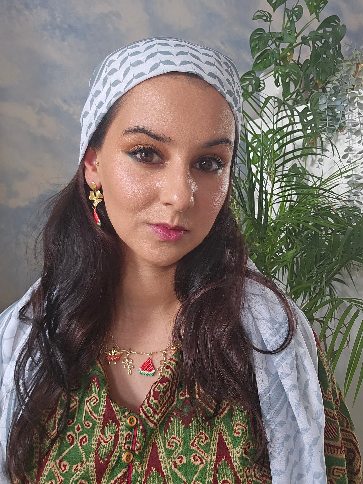 Dangle Drop Hand Beaded Water Melon Earring